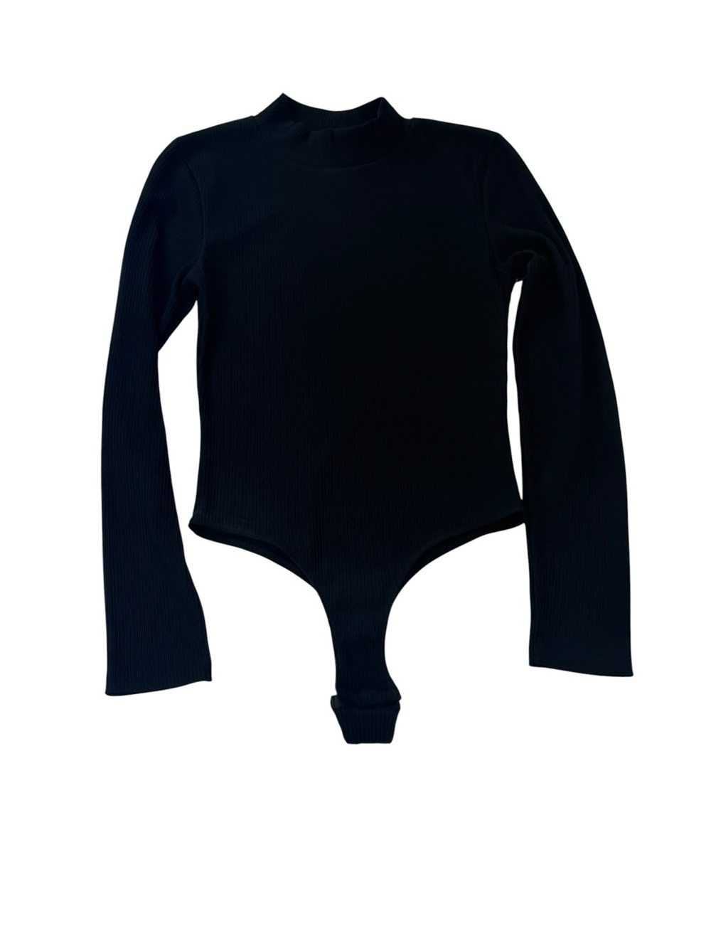 Topshop Black Ribbed Long Sleeve Mock Neck Bodysuit Size XS Womens